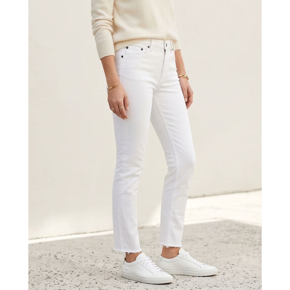 Rag and Bone 31 Jean White Capri Fray Slim Skinny Jeans Womens W1526M595BLF NWT